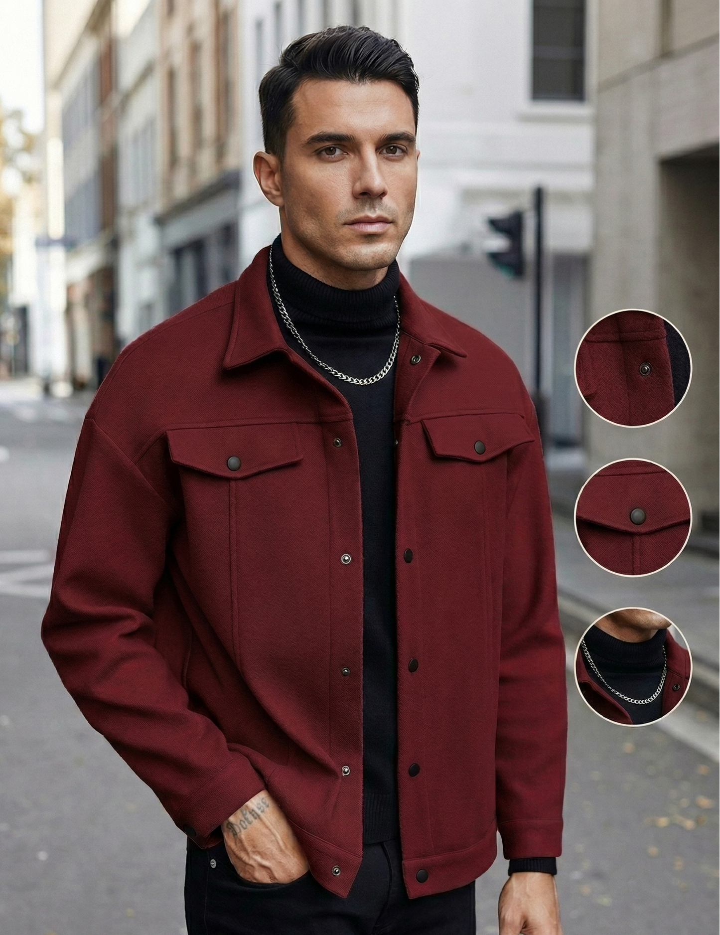 La Surchemise Oxford : Veste en Laine Mérinos Bouclée Bordeaux Impérial