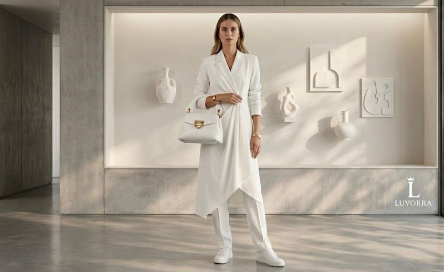 Le Sac Alabaster : Sac à Main Sculptural en Cuir Blanc et Or